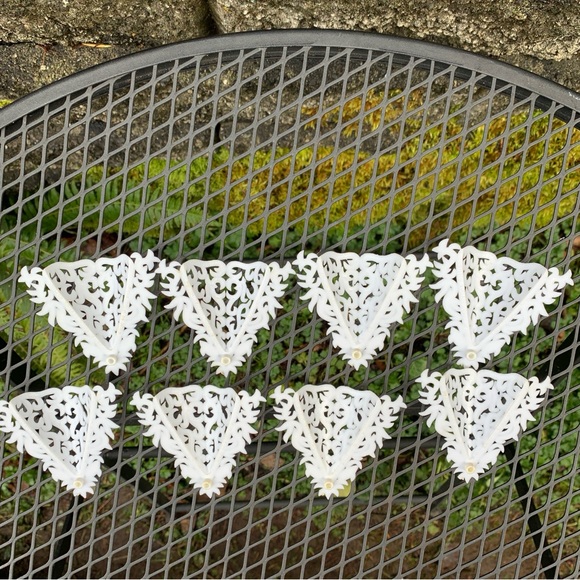 Vintage Lot Wilton White Plastic Cake Decoration Heart Panel Corner Filigree 70s - Picture 6 of 11